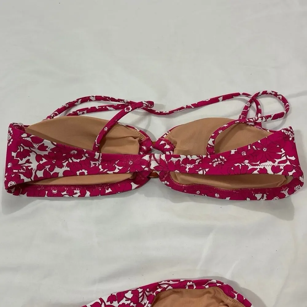 J.Crew Small Medium Pink Floral Bikini Set Bathing Suit Summer Swim Vacation